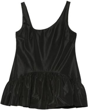 Simone Rocha Asymmetric-Neck Ruffled Top - Black