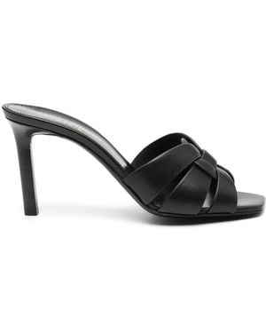 Saint Laurent Tribute Leather Mules - Black