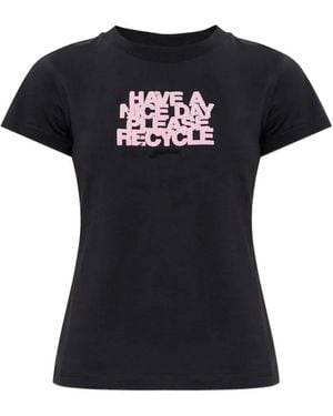 Ganni Slogan-Print T-Shirt - Black