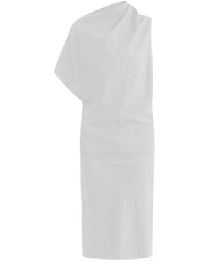Belle Anna Midi Reverie Draped Asymmetric Dress - White