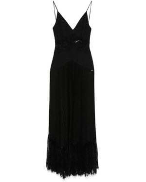 Nissa Lace-Panel Midi Dress - Black