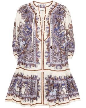 Zimmermann Ottie Mini-Jurk Met Paisley-Print - Paars