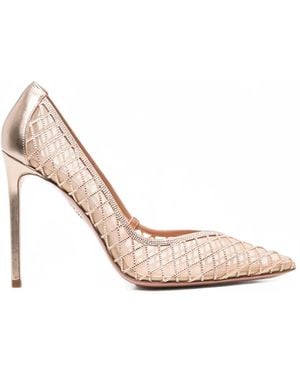 Aquazzura Lumiere Crystal-Mesh Pumps - Pink