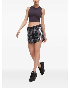 adidas Own The Run 3-Stripes Allover Print Shorts - Blue