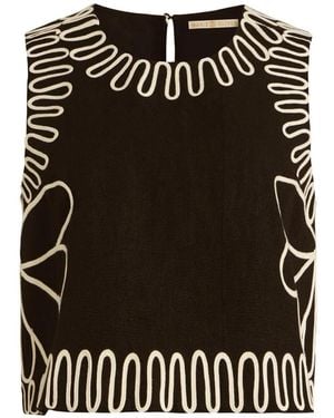 Marie Oliver Davis Embroidered Sleeveless Top - Black