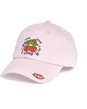 KENZO Loves Embroidered 6-Panel Cap - Pink