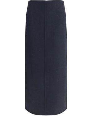 Brunello Cucinelli Falda Midi Con Abertura - Azul