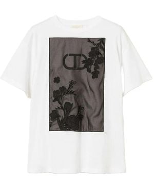 Twinset T-Shirt Con Ricamo A Fiori - Nero