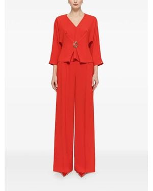 Nissa High-Waisted Crepe Palazzo Pants - Red