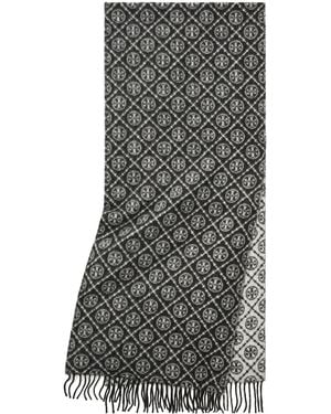 Tory Burch T-Monogram Oblong Scarf - Grey