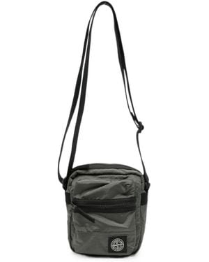 Stone Island Logo-Patch Messenger Bag - Black