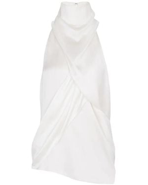 Balmain Blusa Smanicata Con Scollo All'Americana - Bianco