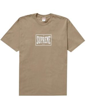 Supreme Warm Up Logo-Print T-Shirt - Grey