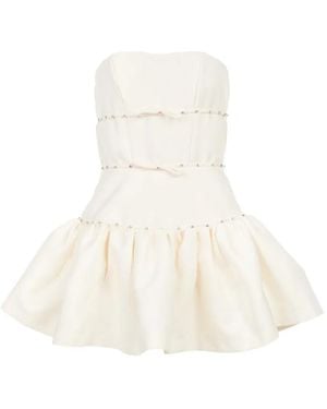 KENZIE KLAMBIE Bubble Crystal-Embellished Mini Dress - White