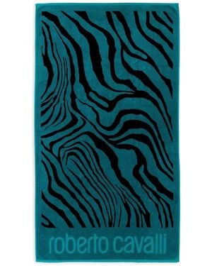 Roberto Cavalli Zebra-Print 2000 Beach Towel - Blue