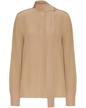 Valentino Garavani Scarf-Detail Silk Blouse - Natural