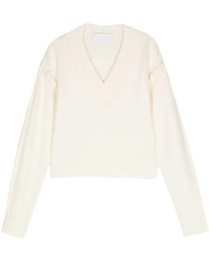 Genny Tubular-Stitching Wool Jumper - White