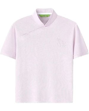 Shanghai Tang Horse-Embroidered Polo Top - Pink