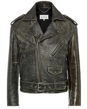 Maison Margiela Bikerjacke Aus Leder - Schwarz