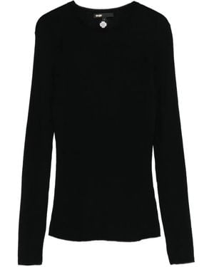 Maje Ribbed Long-Sleeve T-Shirt - Black