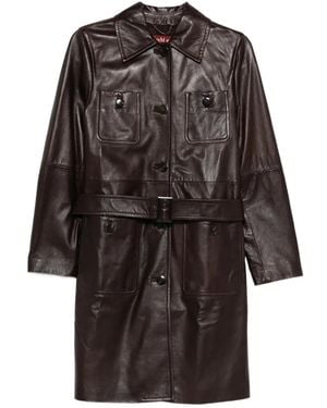 Max Mara Mstamaca Buttoned Belted Coat - Brown
