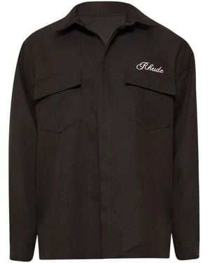 Rhude Embroidered-Logo Shirt - Black