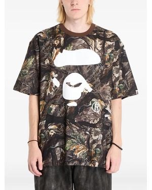 A Bathing Ape T-Shirt Tree Edge Camouflage Ape Face - Black