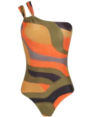 Lygia & Nanny One-Shoulder Printed Swimsuit - Orange