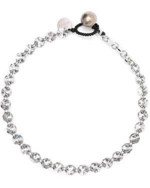 Maria Calderara Crystal-Embellished Bead-Detail Necklace - Metallic