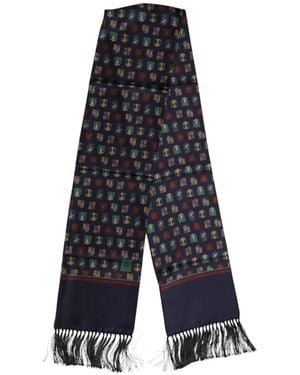Dolce & Gabbana Écharpe Frangée À Imprimé Héraldique - Blue