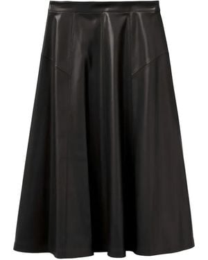 Benetton High-Waisted A-Line Midi Skirt - Black
