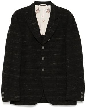 CALMLENCE Peaked Lapel Sack Blazer - Black