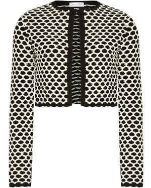 Oscar de la Renta Honeycomb-Knit Cardigan - Black