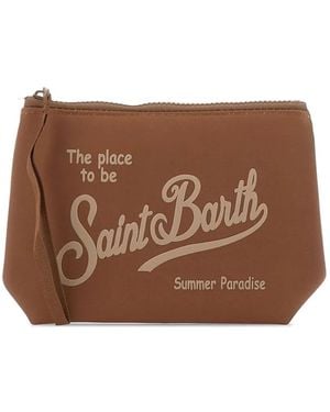 MC2 Saint Barth Aline Logo-Print Clutch Bag - Brown