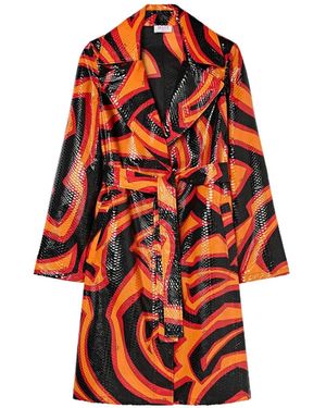 PUCCI Labirinto-Print Trench Coat - Red