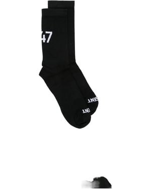 Represent Intarsia-Knit Logo-Print Socks - Black