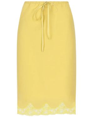 Saint Laurent Lace-Trim Drawstring Midi Skirt - Yellow
