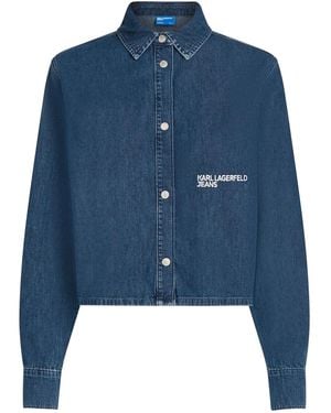 KARL LAGERFELD Boxy Denim Blouse - Blue