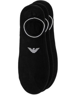Emporio Armani Logo-Embroidered No-Show Socks (Set Of Three) - Black