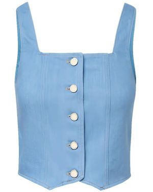 Veronica Beard Spensley Button-Up Top - Blue