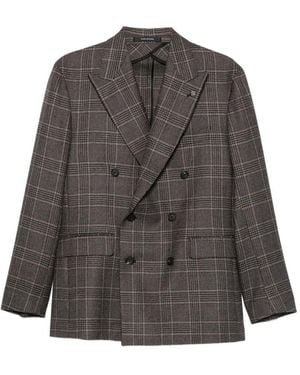 Tagliatore Double-Breasted Check Blazer - Grey