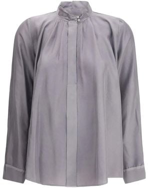 Forte Forte Crater-Collar Button Shirt - Purple