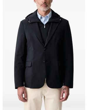 Emporio Armani Hooded Seersucker Jacket - Black