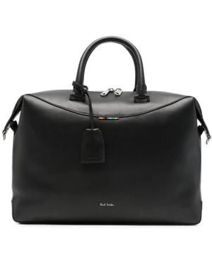 Paul Smith Signature Stripe Leather Briefcases Bag - Black