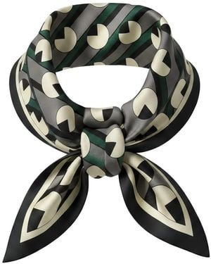 ODEEH Geometric-Print Silk Scarf - Black