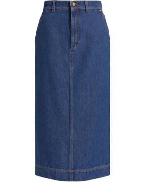 Alberta Ferretti Contrast-Stitching Midi Skirt - Blue