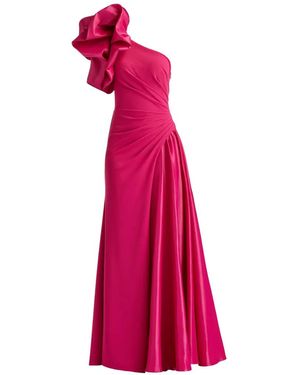 Tadashi Shoji One-Shoulder Ruffled Maxi Dress - Pink