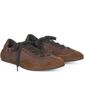 Cecilie Bahnsen Blaise Bow-Embroidered Low-Top Trainers - Brown