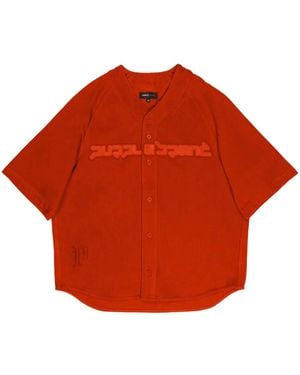 Purple Brand Logo-Embossed Cotton Football Shirt - Red
