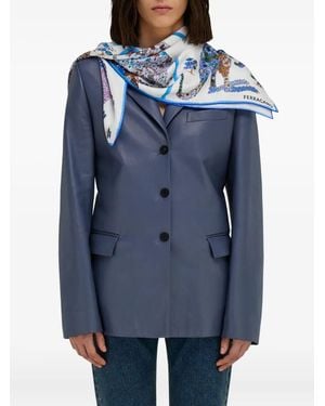 Ferragamo Animal-Print Silk Scarf - Blue